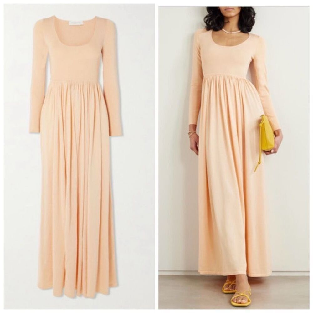 NWT Zimmermann Natura Metallic Scoopneck Maxi Dress peach size 8